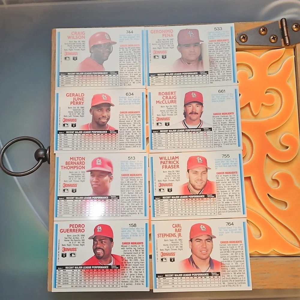 1992 Dunruss Saint Louis Cardinals Baseball Cards 8 pack